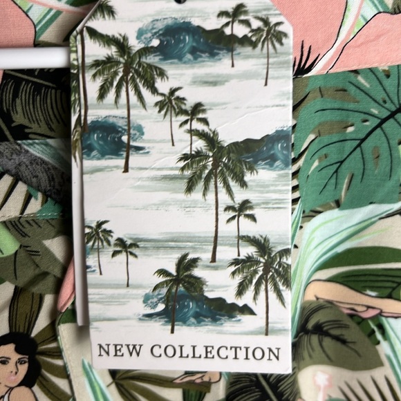 Free Planet Oyster Hawaiian Tropical Button Up Shirt Mens Size M - Picture 4 of 5